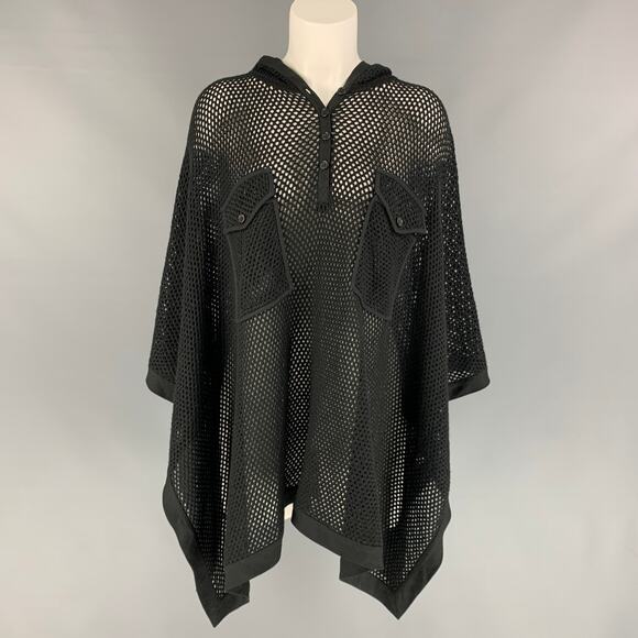 RALPH LAUREN Collection Size S Black Knit See Through Hooded Cape - Picture 1 of 5